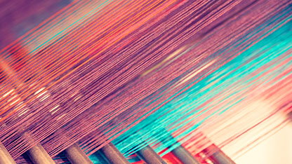 Closeup of colorful fabric threads