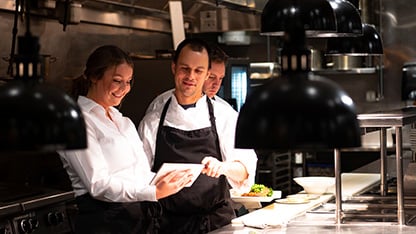 energetic team in restaurant